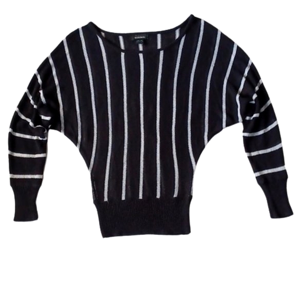Le Chateau Black and White Striped Sweater